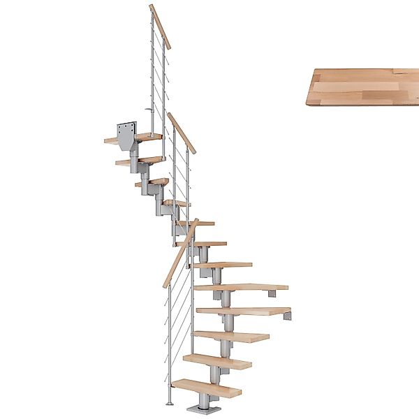 Dolle Mittelholmtreppe Dublin Buche Perlgrau GH bis 337 cm 1/2gew. 65 cm FS günstig online kaufen