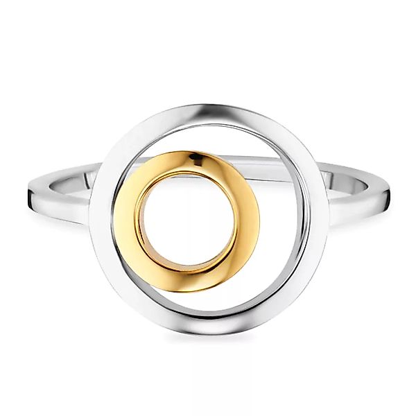 CAÏ Fingerring "925/- Sterling Silber bicolor vergoldet Kreise" günstig online kaufen