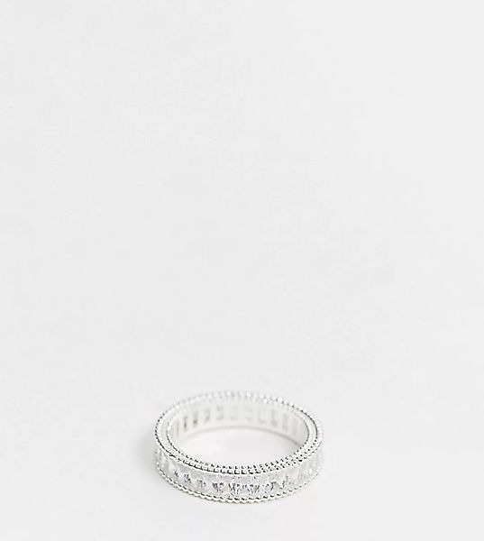 ASOS DESIGN Curve – Silberfarbener Ring mit Zirkonen im Baguette-Schliff ve günstig online kaufen