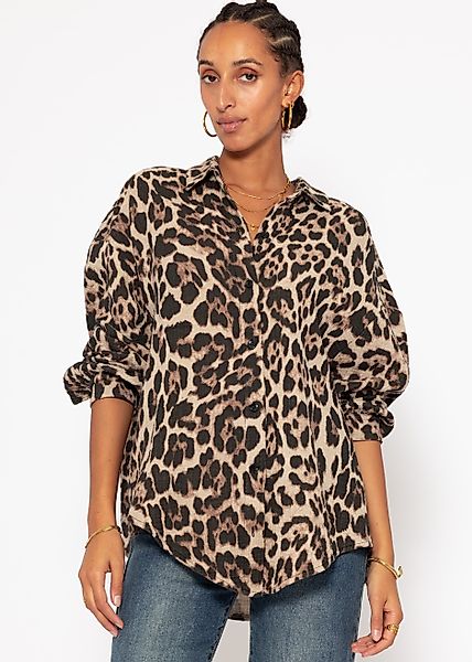 SASSYCLASSY Longbluse Leo Oversize Musselin Bluse günstig online kaufen