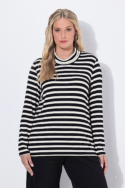 Ulla Popken Longsleeve Shirt Ringel Slim Rollkragen Langarm günstig online kaufen