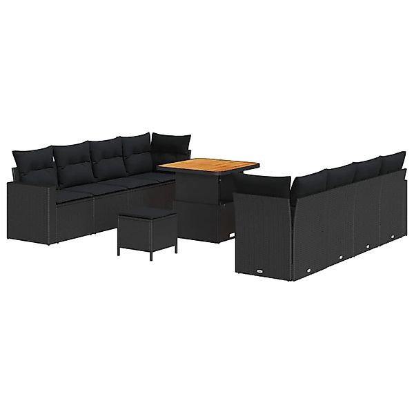vidaXL Gartensofa-Set mit Kissen 12 Stk Schwarz Poly-Rattan 3363534 günstig online kaufen