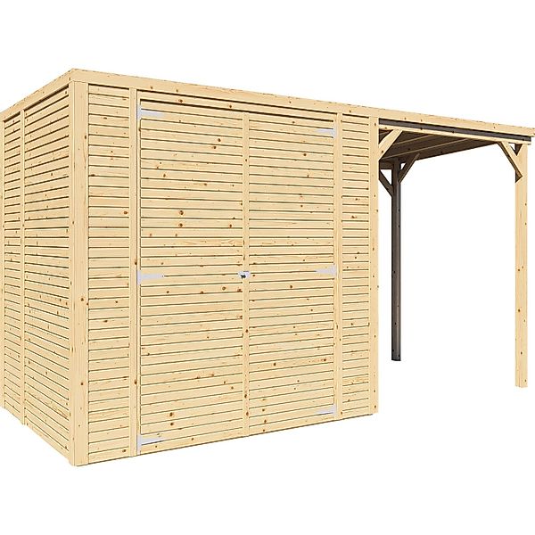 KONIFERA Gartenhaus "Beno 2 PLUS Fineline Flachdach", mit Anbaudach günstig online kaufen