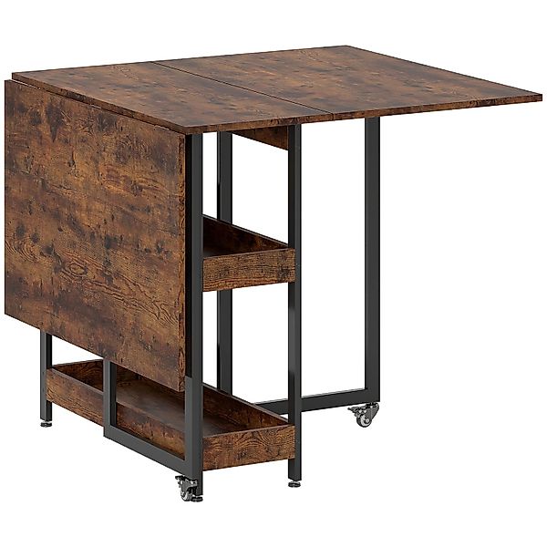 HOMCOM Esstisch Spanplatte Metall 133,4L x 80B x 75H cm Rustikal-Braun günstig online kaufen