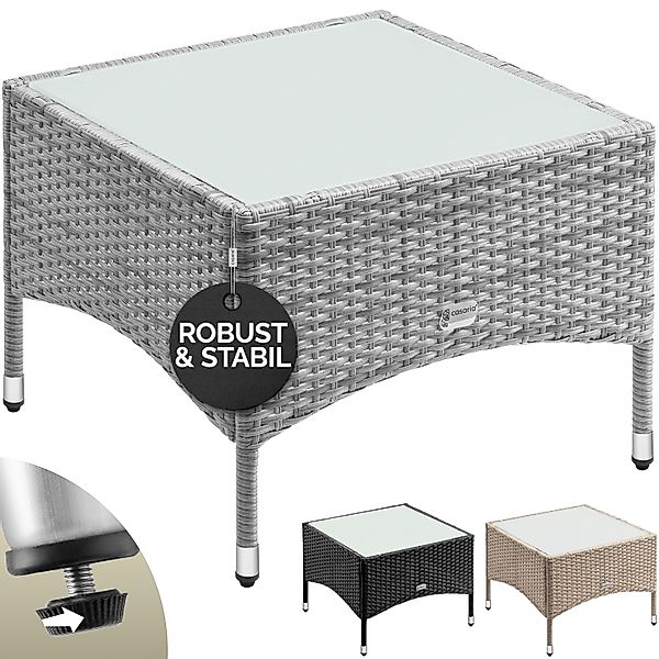 Casaria Beistelltisch, Polyrattan 58x58cm Wetterfest Höhenverstellbar günstig online kaufen