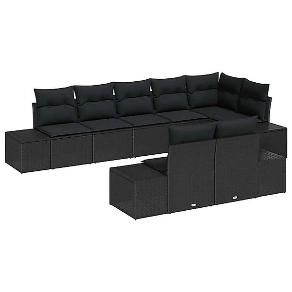 vidaXL Gartensofa-Set mit Speicher 8 Stk Schwarz Poly Rattan 3355782 günstig online kaufen