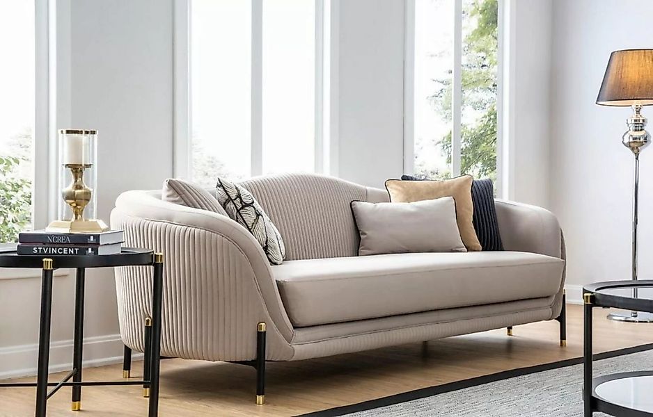 JVmoebel 3-Sitzer Sofa 3 Sitzer Polstersofa beige Textil Sitz Design Couch günstig online kaufen