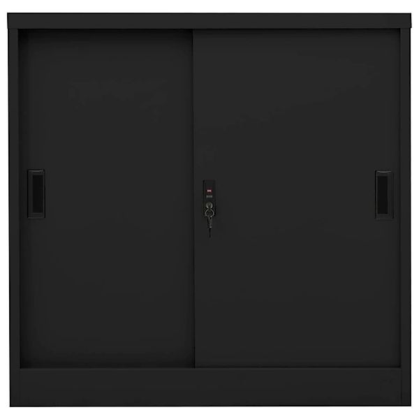 Büroschrank Mit Schiebetür Schwarz 90x40x90 Cm Stahl günstig online kaufen