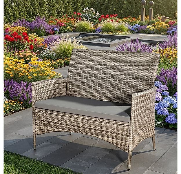 Melko Gartenbank Gartenbank Polyrattan Sitzpolster Rattanbank Bezug Outside günstig online kaufen