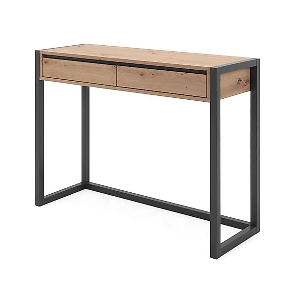 Furn.Design Konsolentisch Eiche Artisan und Grau 100 cm Schubkästen Industr günstig online kaufen