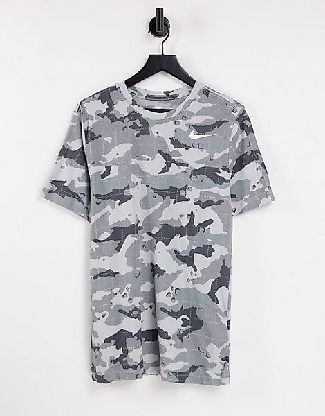 Nike Training – Dri-FIT – T-Shirt in Grau mit durchgehendem Military-Muster günstig online kaufen