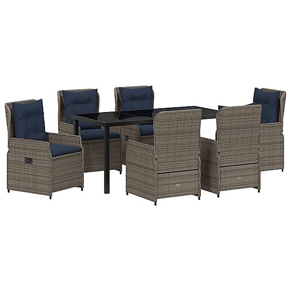 vidaXL Garten Essgruppe 7-Tlg Grau Poly Rattan 3381034 günstig online kaufen