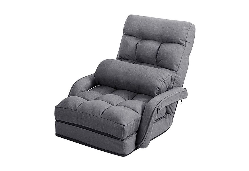COSTWAY Relaxsessel Liegebett, verstellbar,klappbar,mit Armlehnen&Kissen günstig online kaufen