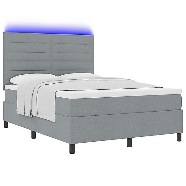vidaXL Bett Boxspringbett mit Matratze & LED Hellgrau 140x200 cm Stoff (1-t günstig online kaufen