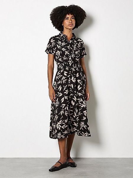 Apricot Midikleid Hemdblusenkleid mit halber Knopfleiste günstig online kaufen