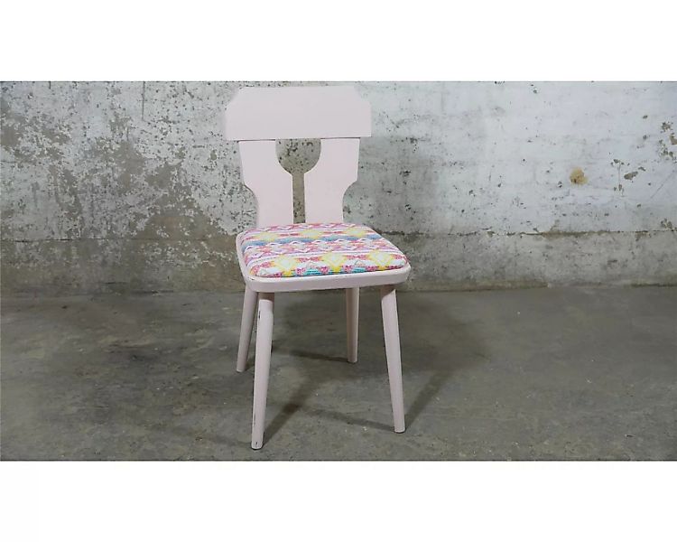 Stuhl Rosa bunte Sitzfläche Kneipenstühle Vintage massivholz Upcycling günstig online kaufen