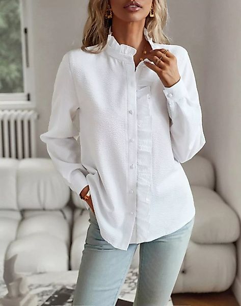 ZWY 2-in-1-Shirt Rüschenhemden für Damen, langärmelig, Knopfleiste, gerüsch günstig online kaufen