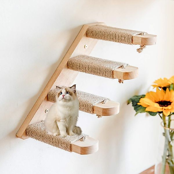 YINDN Katzen-Kletterwand 4 Etagen Haustier-Treppewand, Massivholz günstig online kaufen