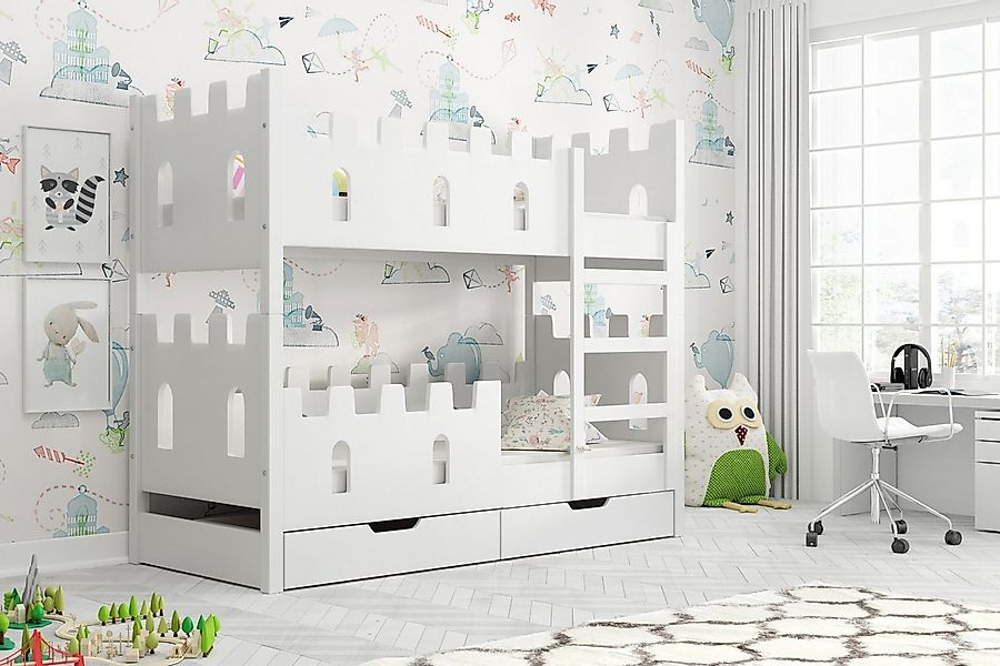 thematys Hochbett mit Rausfallschutz und Schubladen Etagenbett Bett + 2 Mat günstig online kaufen