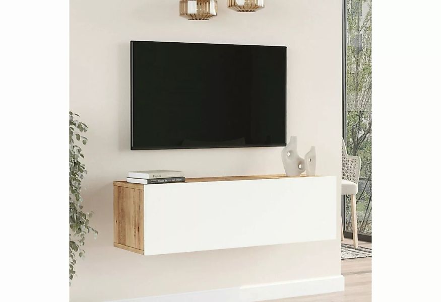 en.casa TV-Schrank »Lapinlahti« 100x31,5x29,5cm Eiche rustikal/Weiß günstig online kaufen