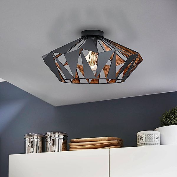EGLO Deckenleuchte CARLTON 6 Deckenlampe, schwarz-kupfer, exkl. Leuchtmitte günstig online kaufen