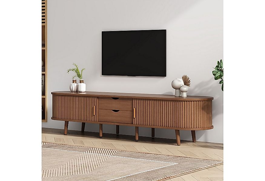 MODFU Lowboard TV-Schrank in Walnuss-MDF (Wohnzimmermöbel, TV-Panel, Fernse günstig online kaufen