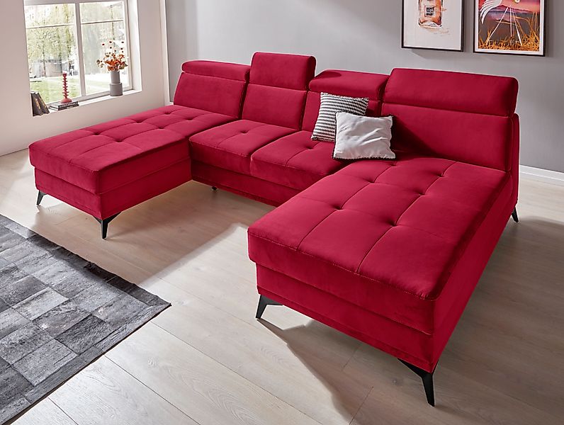 Home affaire Wohnlandschaft »Cardiz U-Form« inkl.Kopfteilverstellung und Fe günstig online kaufen