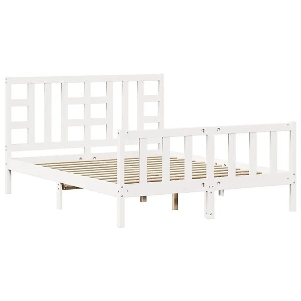 vidaXL Massivholzbett mit Kopfteil Weiß 3191977 günstig online kaufen