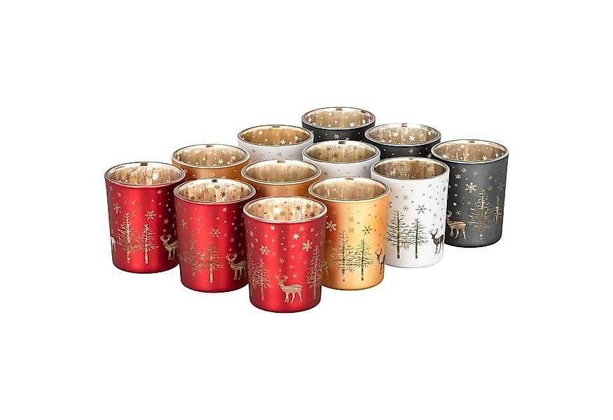 Kamelio Teelichthalter 12er Set Teelichtgläser mehrfarbig Windlicht Tischde günstig online kaufen