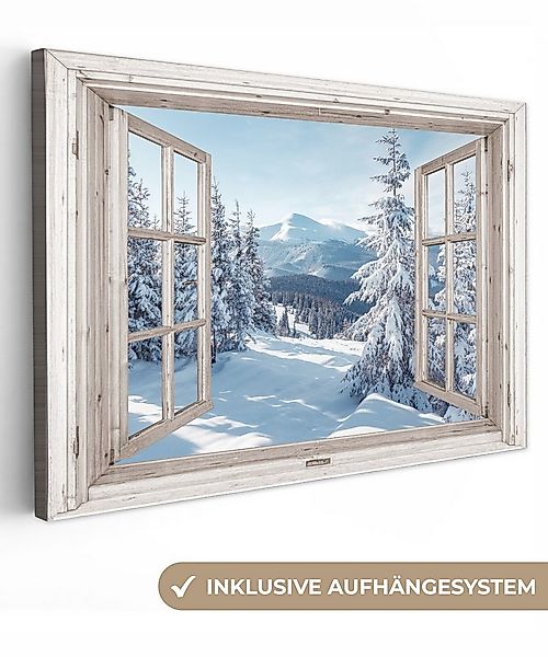 OneMillionCanvasses® Leinwandbild Fenster - Winter - Landschaft - Natur - B günstig online kaufen