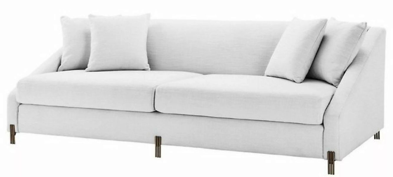 Casa Padrino Sofa Luxus Sofa Weiß / Messingfarben 223 x 94 x H. 73 cm - Woh günstig online kaufen