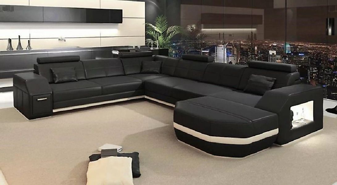 JVmoebel Ecksofa Ecksofa Ledersofa Big xxl U Form Wohnlandschaft Sofa Couch günstig online kaufen