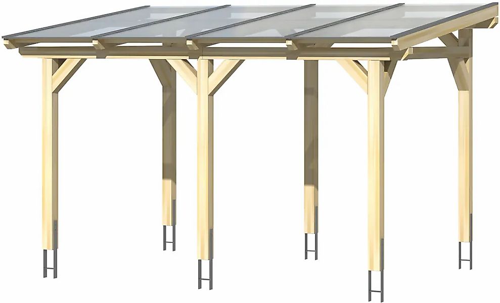 Skan Holz Terrassenüberdachung Siena 434 x 400 cm Leimholz Schiefergrau günstig online kaufen