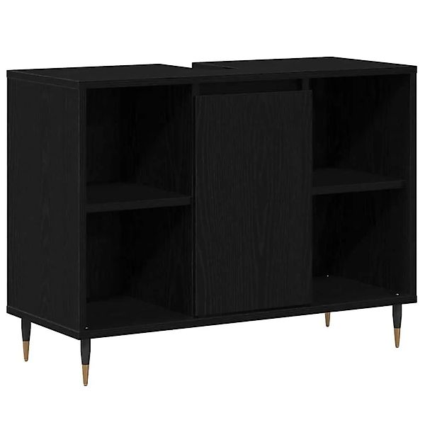 vidaXL Badezimmerschrank mit Tür Schwarz 80 x 33 x 60 cm Holzwerkstoff 8738 günstig online kaufen