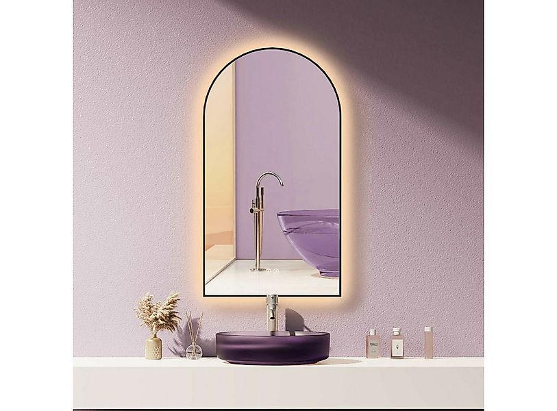 HOKO Badspiegel mit beleuchtung+Antibeschlag, Spiegel Gold / Schwarz mit Li günstig online kaufen