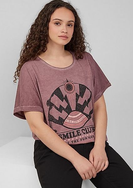 QS Kurzarmshirt Gewaschenes T-Shirt mit Frontprint günstig online kaufen