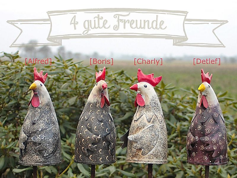 Paulslandhaus Gartenfigur Zaunhocker Hahn aus Metall günstig online kaufen