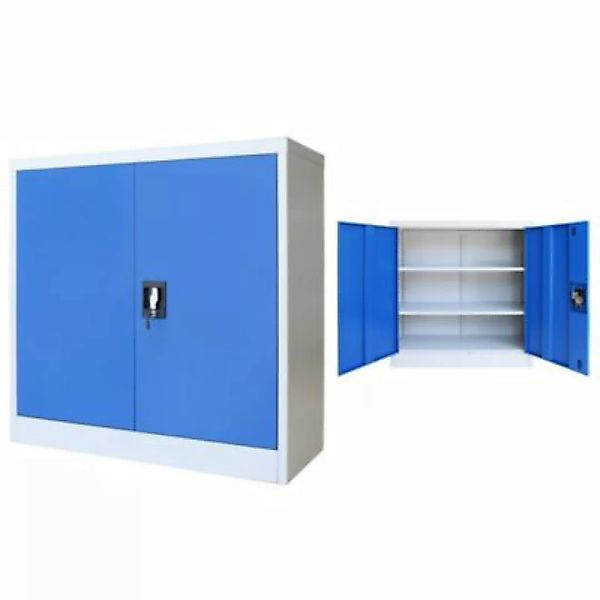 vidaXL Büroschrank Metall 90 x 40 x 90 cm Grau und Blau Büroschrank blau günstig online kaufen