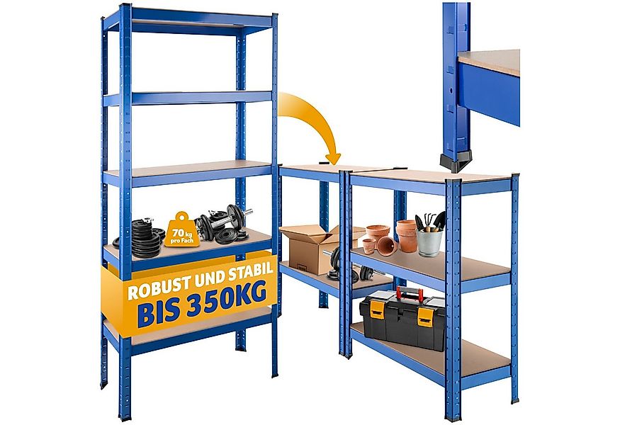 tectake Schwerlastregal, Komplett-Set., höhenverstellbare Einlegeböden günstig online kaufen