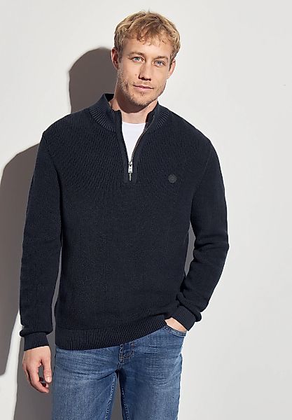 STREET ONE MEN Stehkragenpullover, aus reiner Baumwolle günstig online kaufen