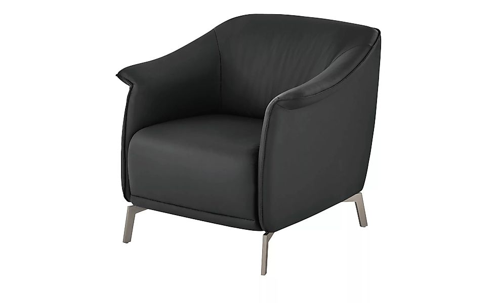 Ledersessel - schwarz - 80 cm - 77 cm - 83 cm - Polstermöbel > Sessel > Led günstig online kaufen