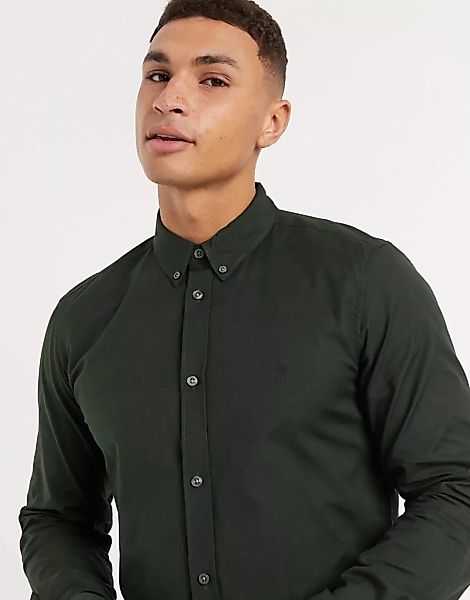 French Connection – Oxfordhemd in Dunkelgrün mit Button-down-Kragen und Log günstig online kaufen