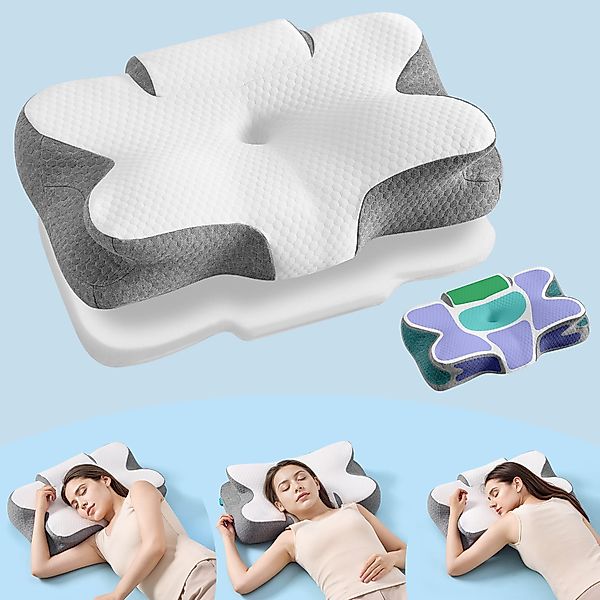 SONGMICS Nackenstützkissen, Kopfkissen, höhenverstellbar, Memory Foam günstig online kaufen