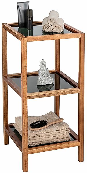 WENKO Regal "Modell Fondi" aus massivem Akazienholz, 3 Glasböden günstig online kaufen