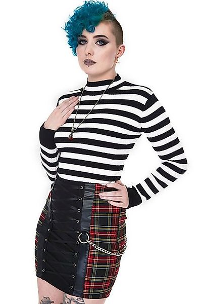 Jawbreaker Strickpullover Menace White And Black Stripe Strickpullover Goth günstig online kaufen