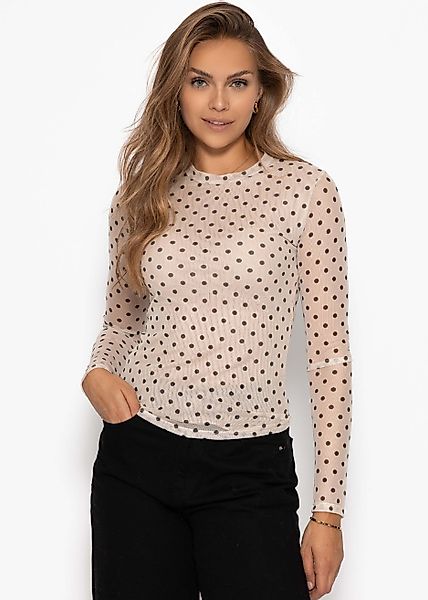 SASSYCLASSY Langarmshirt Mesh Langarmshirt mit Punkten günstig online kaufen