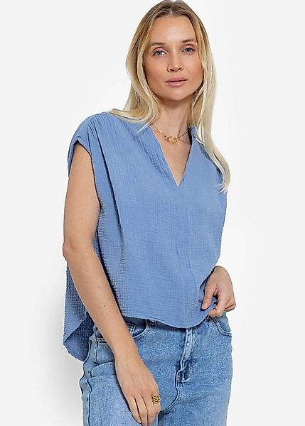 SASSYCLASSY Kurzarmshirt Musselin Shirt für Damen Ärmelloses Shirt aus Baum günstig online kaufen