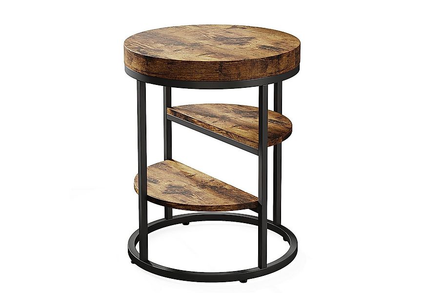 Tribesigns Beistelltisch Runder Couchtisch mit 3 Ablageflächen, Industriell günstig online kaufen