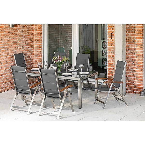 Merxx Ferrara Set 7-tlg. 6 Klappsessel Gartentisch Ausziehbar 180 (240) x 1 günstig online kaufen