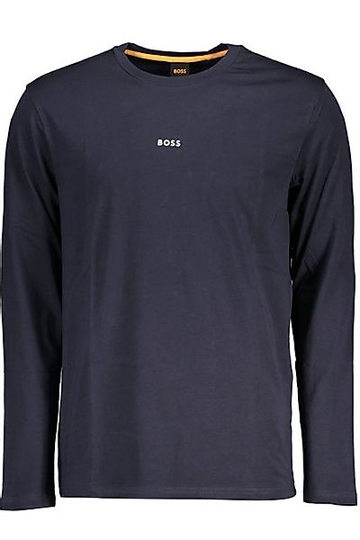 BOSS T-Shirt Herren Langarmshirt Blau aus Bio-Baumwolle mit günstig online kaufen